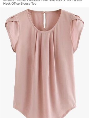 NWT Milumia Soft Pink Pleated Petal Cap Sleeve Blouse Size XXL